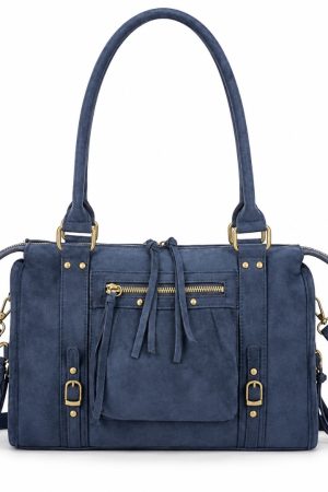 Blauwe cowboy bag dames suède look schoudertas – Boessa Mode