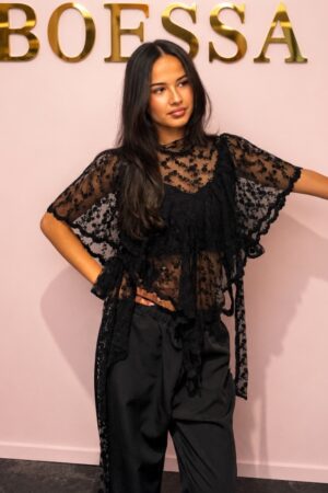 zwarte kant top dames festival lace top zwart kanten top met vleermuismouwen transparante festival top dames zwarte boho kant top