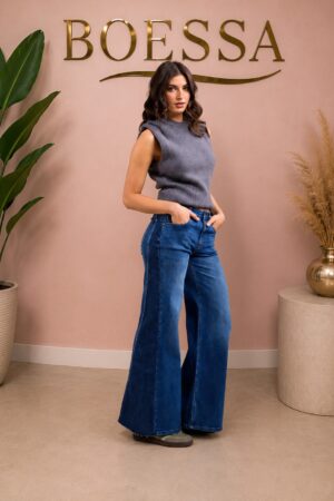 wide leg jeans dames zijstrook