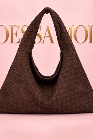 Donkerbruine Gevlochten Suède-Look Tas | Boessa Mode