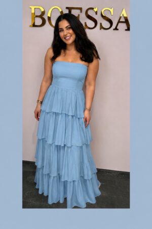 Strapless maxi dress lichtblauw