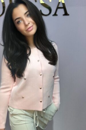 Zachtroze vestje met gouden hartjes voor dames