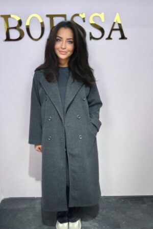 extra lange oversized manteljas donkergrijs dames