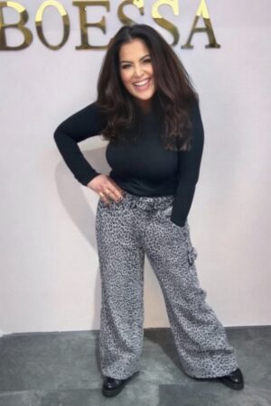 Balloon jeans leopard grijs high waist stretch dames