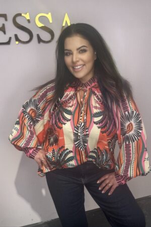 palm print blouse dames kleurrijk viscose one size