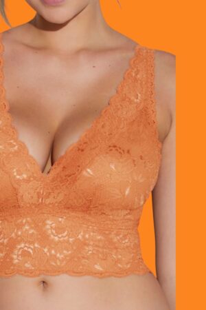 oranje kanten hemdje dames V-hals opvulling