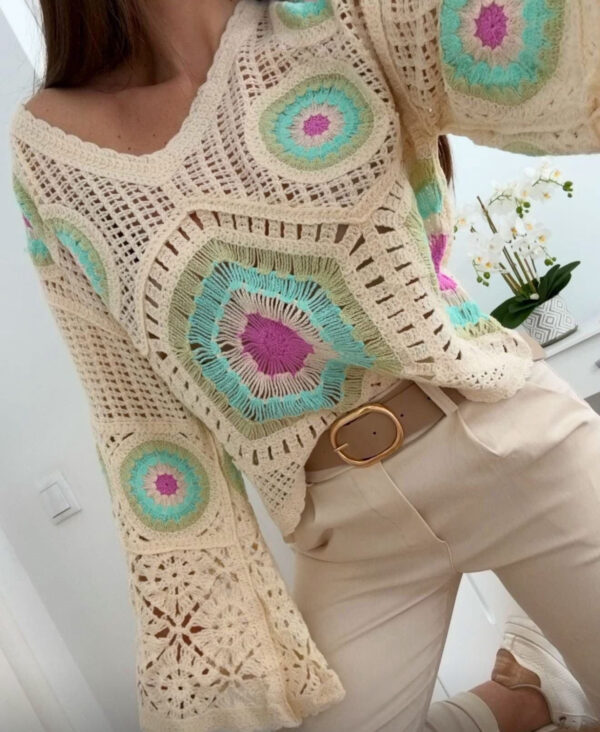 Bohemia Gehaakte Trui met Wijde Mouwen – Luchtig, Boho & Stylish
