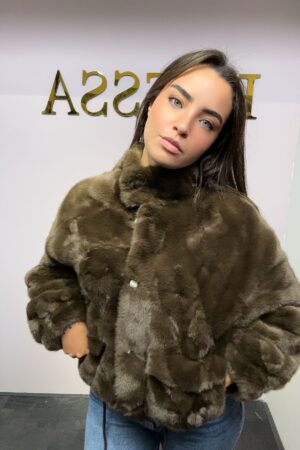 korte-faux-fur-donkerbruine-jas