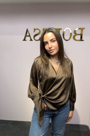 Karmamia satijnen overslag blouse dames