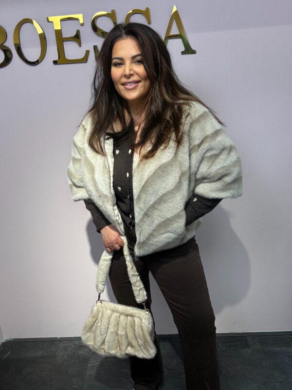Nep bontjas dames – luxe fake fur jas met driekwart mouw in beige, bruin of donkerbruin