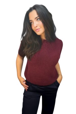 Superzachte alpaca dames trui met ronde hals en halve mouw, one size, licht en comfortabel.