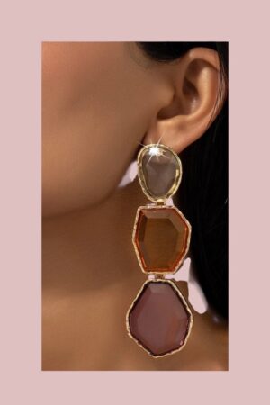 Drop oorhangers met Bruine Kristallen – Made in Paris