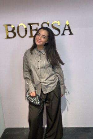 Gestreepte Blouse Bruin/Wit – Boesamode