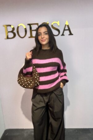Gestreepte Trui Bruin Roze – Boesamode