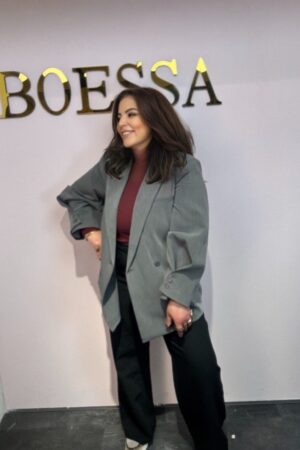 Ambika oversized blazer grijs luxe gevoerd – Boesamode