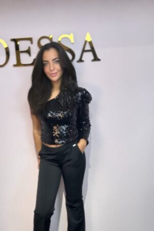 Zwarte one-shoulder top Alt-tekst