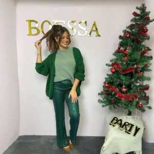 Sequin flared pants groen