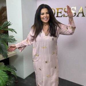 ✨ Maxi Dress met Goud Borduursel & Oog Design – Luxe Lange Jurk - Afbeelding 2