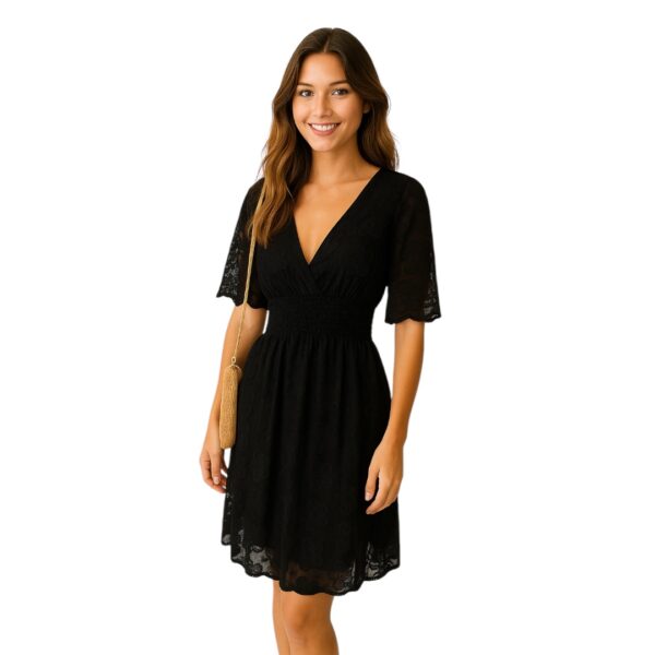 Romantische Kanten Midi Jurk Dames – Met V-Hals & Volants – One Size - Afbeelding 3