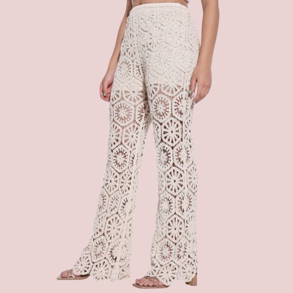 Gehaakte Broek Dames – South Beach Co-Ort Ecru Wit