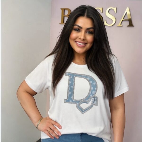 D'R inspired t-shirt dames met spijkerletters en glitter – Boessa Mode