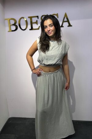 Lange rok met split bijpassende Crop to