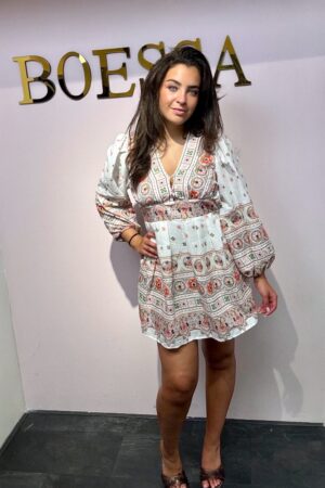 Dress aqua & beige boho dress