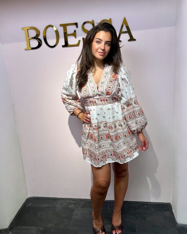 Dress aqua & beige boho dress