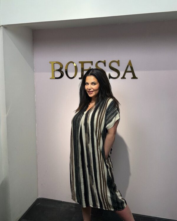 Striped kaftan midi