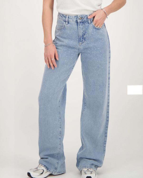 High-Waist Jeans met Diamantjes – Licht & Donker Denim | Boessa - Afbeelding 3