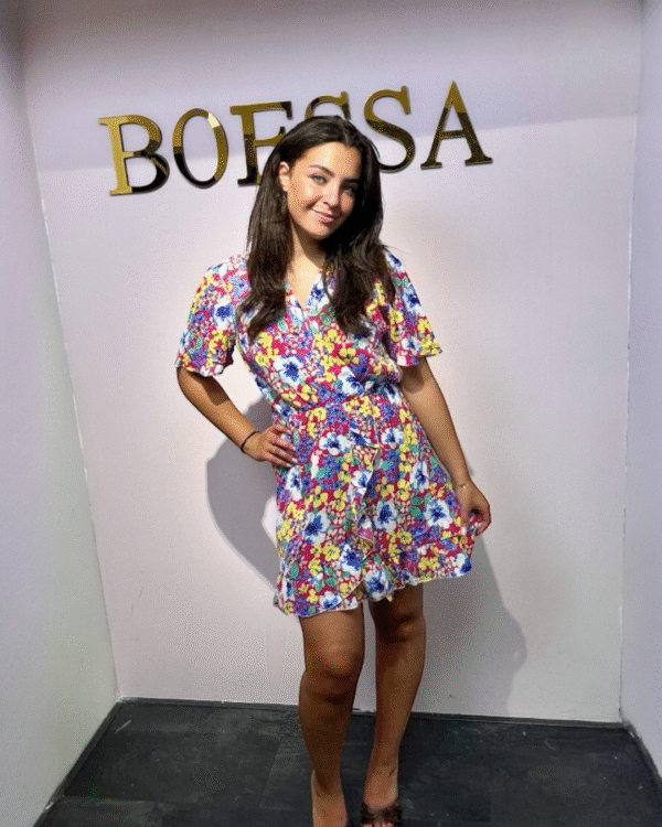 Bloemenjurk met Ruffles – Vrolijke Print – Maat S/M