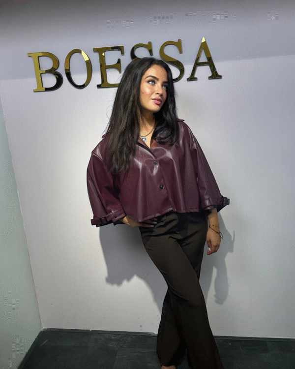 PMU jacket bordeaux – imitatieleren jas dames Boesamode