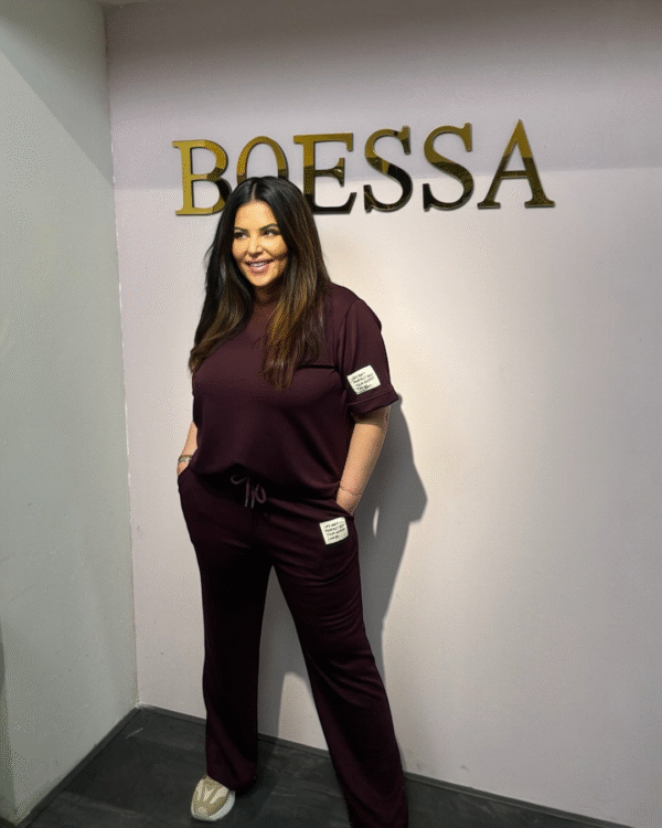 Travel set joggingpak dames bordeaux -boessamode