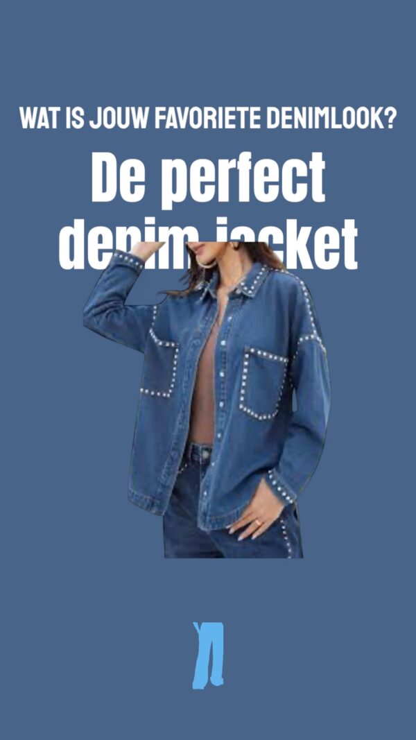 Oversized denim blouse met studs – spijkerblouse in stoere look – Boessa Mode