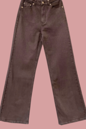 Bruine high waist wide leg jeans – full length stretch