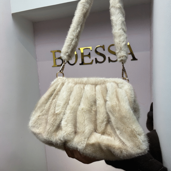 Nep bont tas dames – luxe fake fur bag in bruin of beige