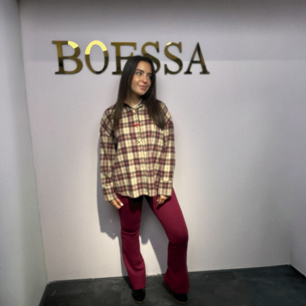 Bordeaux dames flair pantalon met rits en knoopsluiting