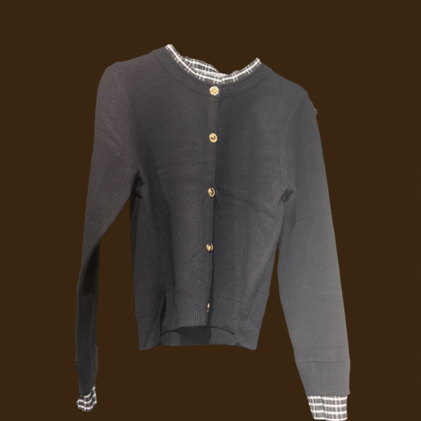 Donkerbruine en zwarte variant dames trui met ruffel detail