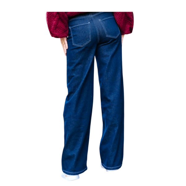 Jeans dark blue - schuine knoop wide leg - Afbeelding 3