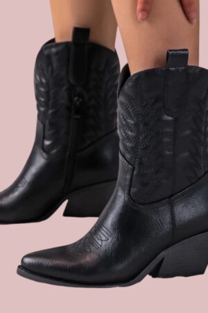 Dames cowboylaarzen met zijkant ritssluiting, in zwart en burgundy