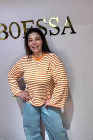 Oranje gestreepte trui dames