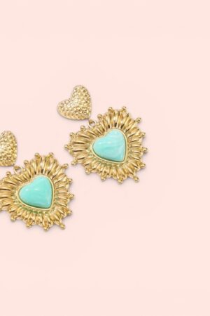 Lover oorbellen turquoise – statement oorbellen dames – Boessa Mode