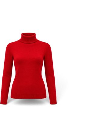 Rode dames coltrui met hoge hals S/M, L/XL en XXL