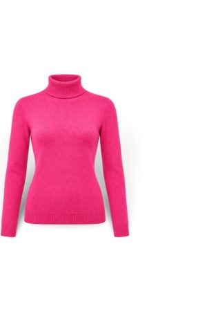 Roze aansluitende coltrui dames S/M en L/XL