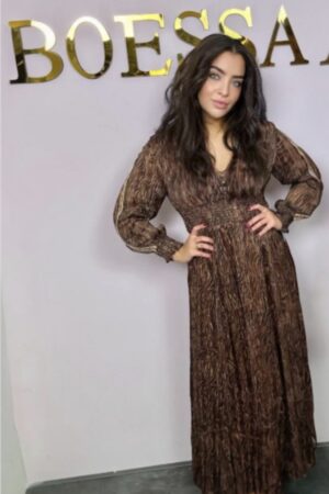 maxi dress ombre mouw detail