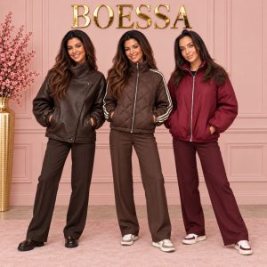 puffer jacket ballon mouw bruin eb bordo en zwart