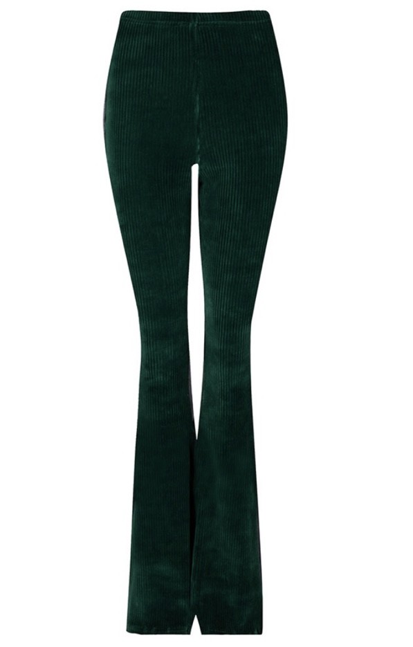 Ribbed flared pants black