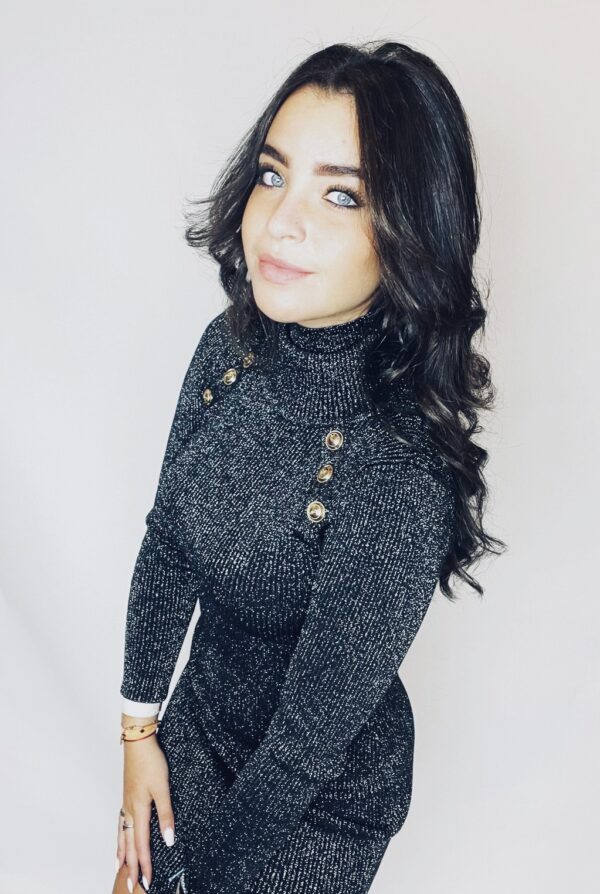 Knopen glitter jurk