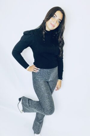 Glitter flared broek