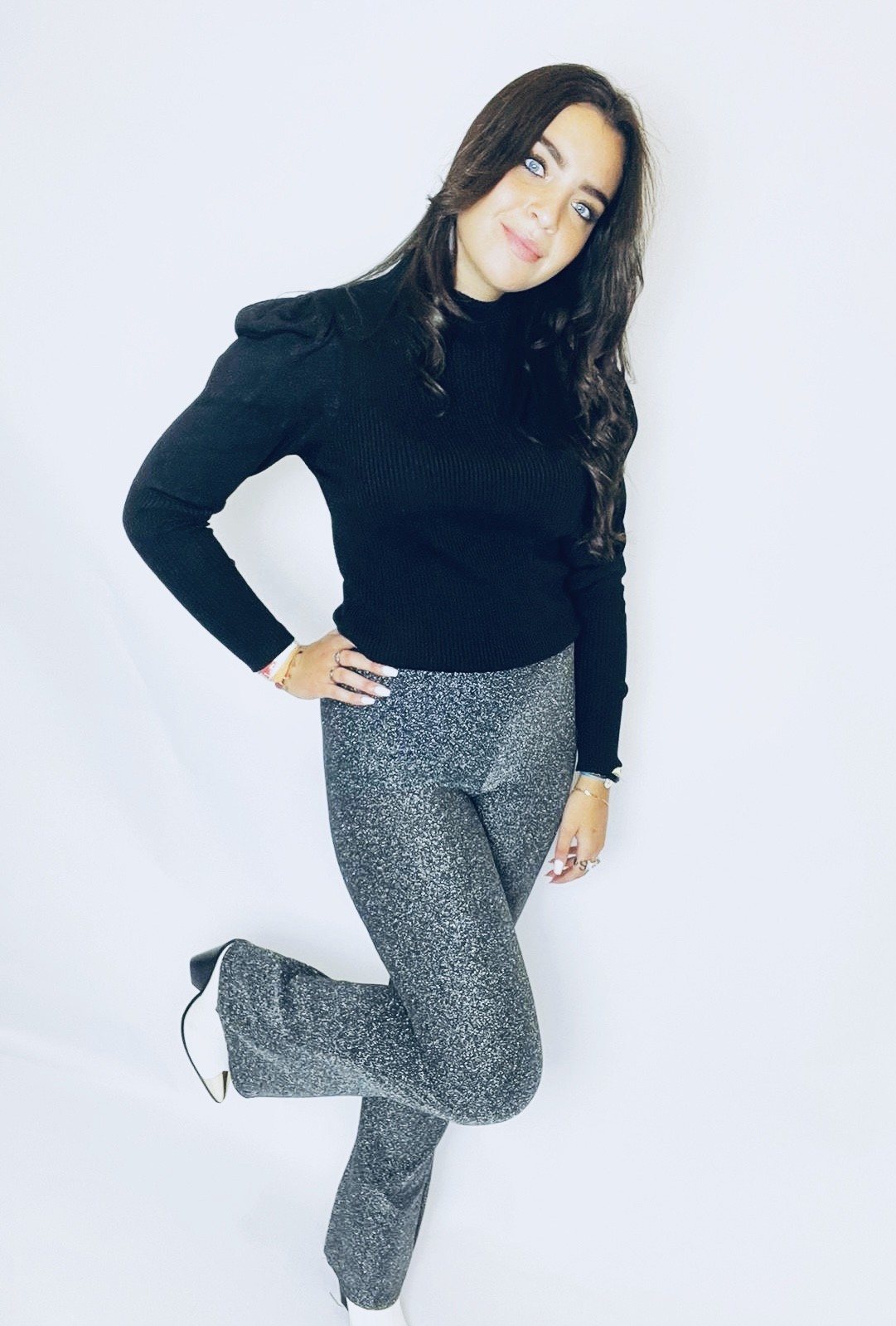 Glitter flared broek